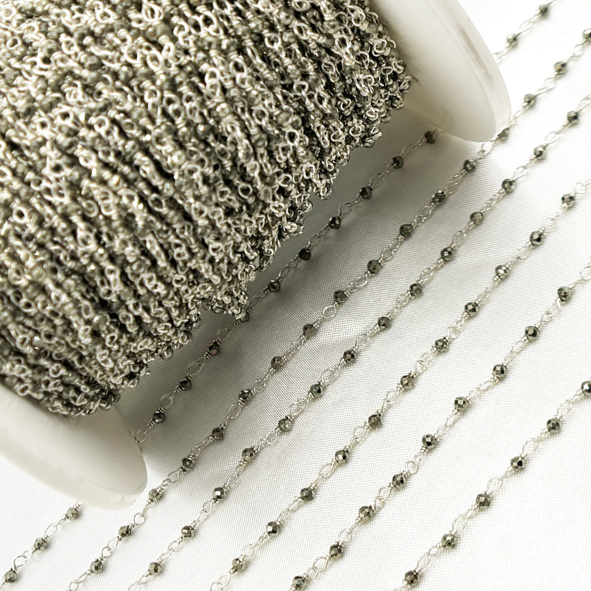PYR71. Pyrite 925 Sterling Silver Wire Chain