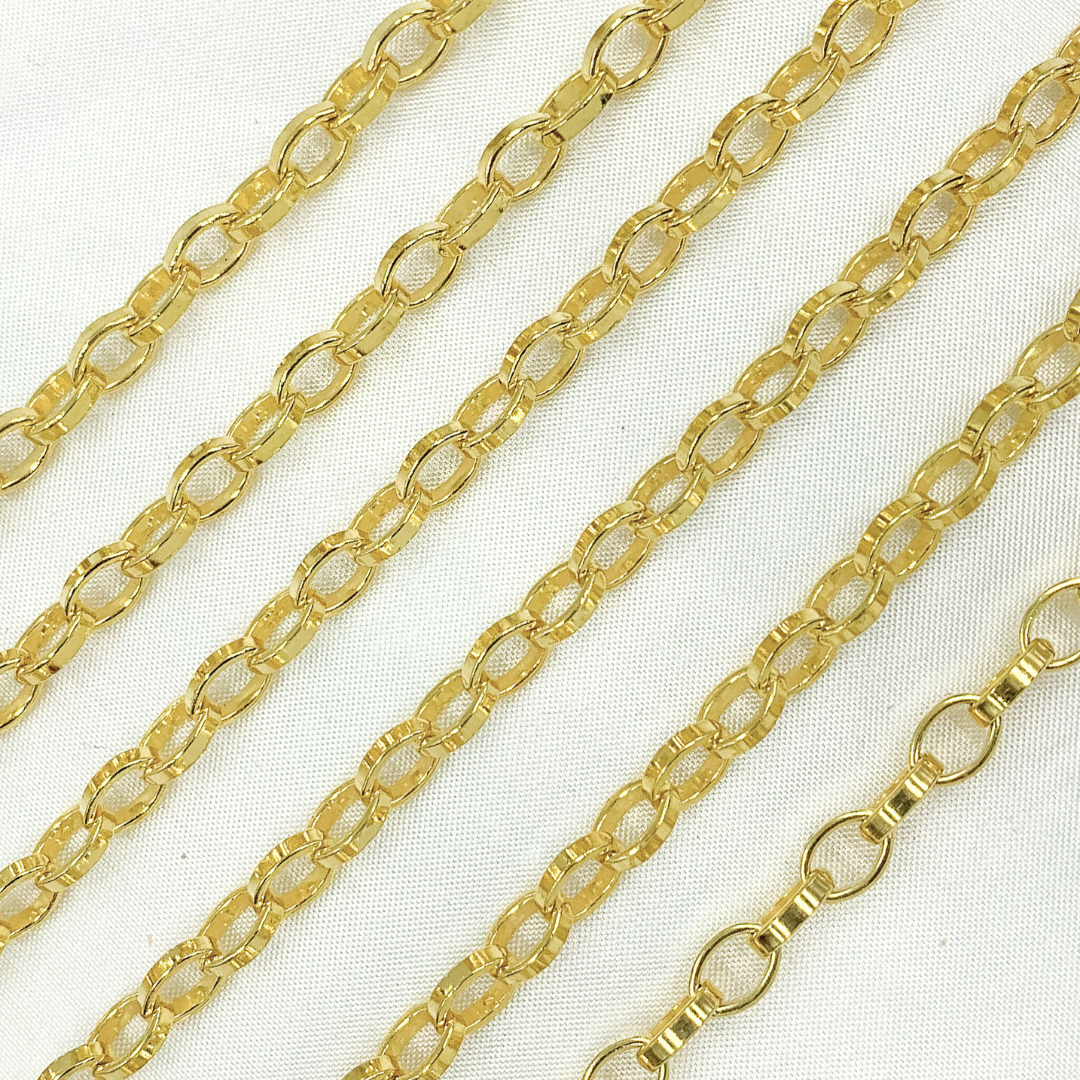 Gold Plated 925 Sterling Silver Flat Oval Link Chain