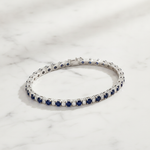 Load image into Gallery viewer, CB97275BS3. 14k Solid Gold Diamond and Blue Sapphire Tennis Bracelet