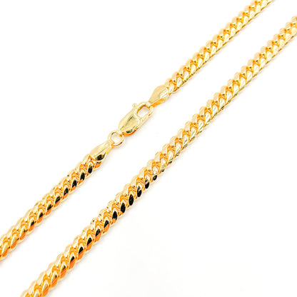 14K Solid Yellow Gold Flat Curb Link Necklaces