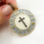 Load image into Gallery viewer, DP529A. Diamond Sterling Silver Round Cross Enamel Pendant
