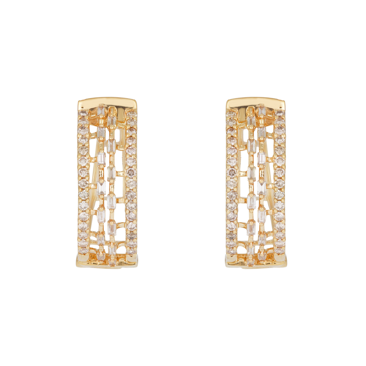 14K Solid Gold Diamond Hoopss