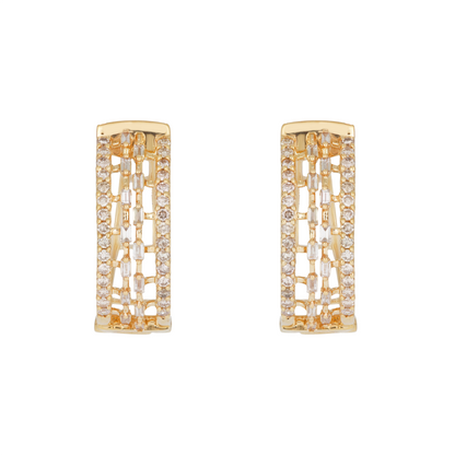 14K Solid Gold Diamond Hoopss