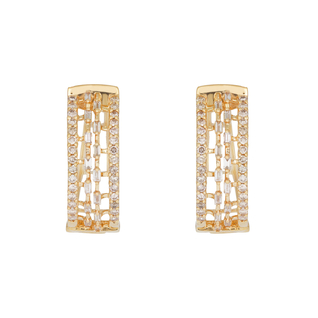 DER00417. 14K Solid Gold Diamond Hoops