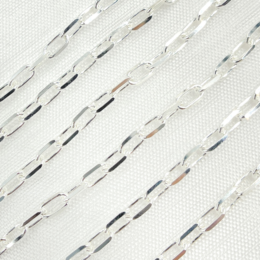 925 Sterling Silver Diamond Cut Paperclip Link Chain. V183SS