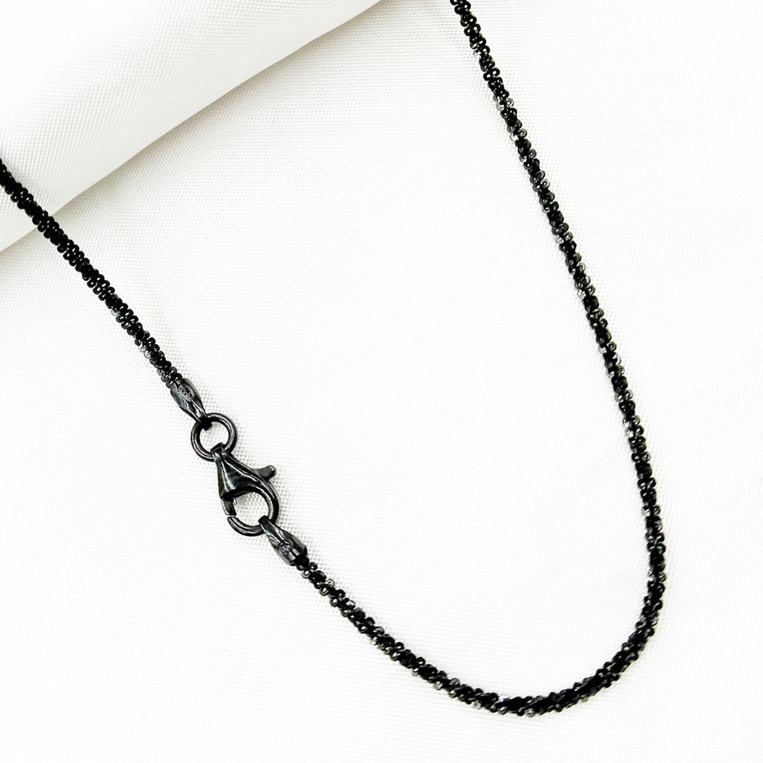 Black Rhodium 925 Sterling Silver Pop Corn Finish Necklace. MAR30BR