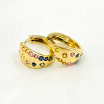 Load image into Gallery viewer, 14K Solid Gold Diamond &amp; Multi Sapphire Hoop Earrings. HP402545
