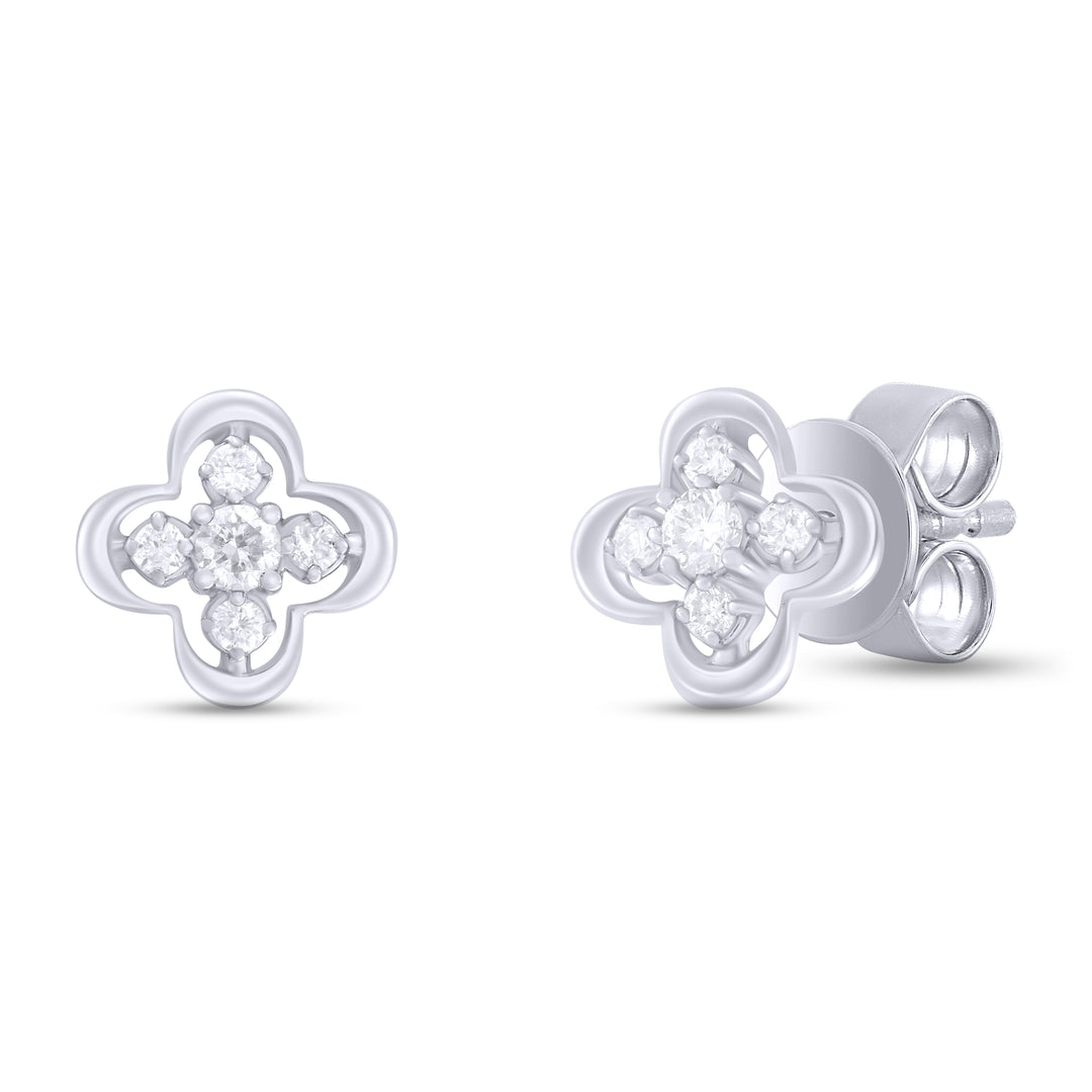 ER421142. 14K Solid Gold Diamond Flower Studs