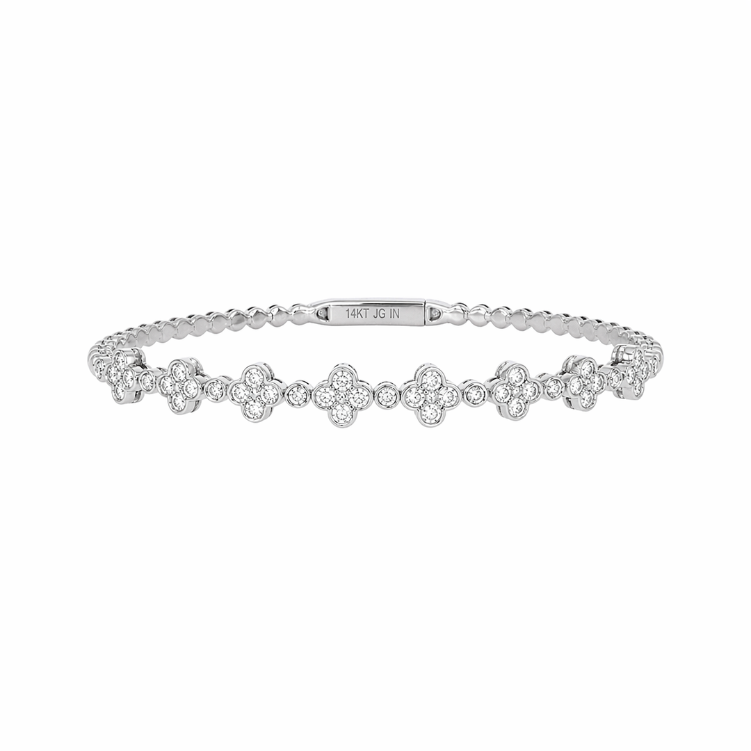 BNL68567W. 14K Solid White Gold Diamond Bangle