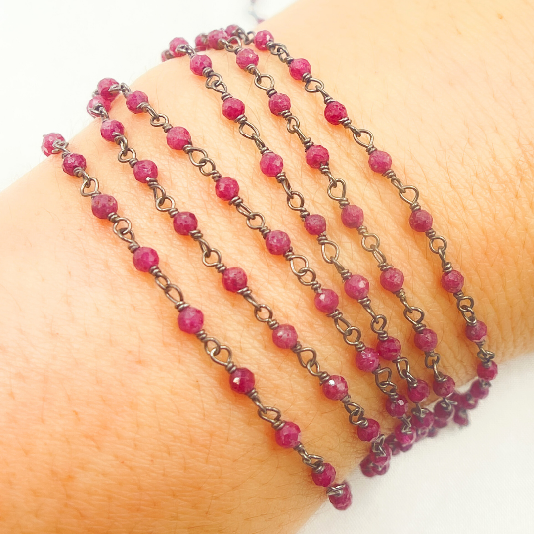Ruby Rapper Chain RUB5. Dyed Ruby Wire Wrap Chain