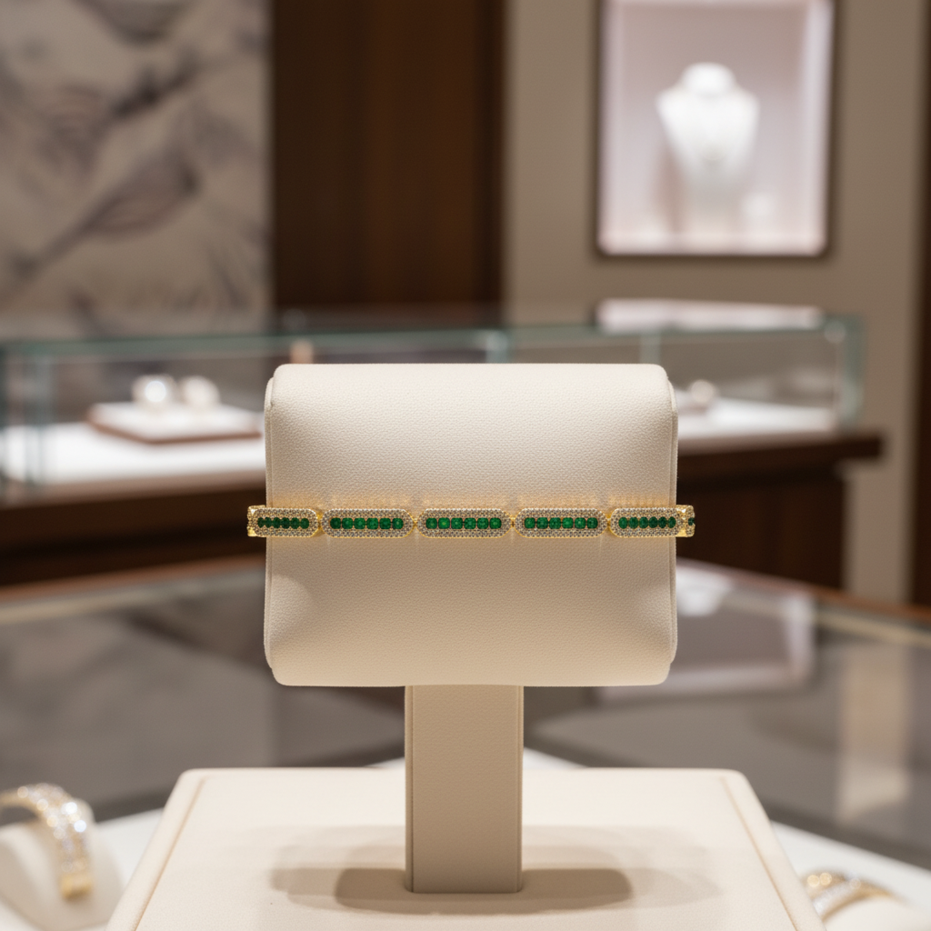 OB401633. 14K Solid Gold Gemstone Bangle