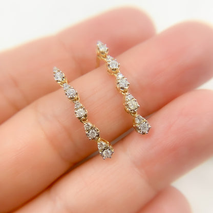 EFE51758. 14K Solid Gold and Diamonds Dangle Earrings
