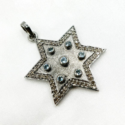 Silver Star Pendant with Gemstone