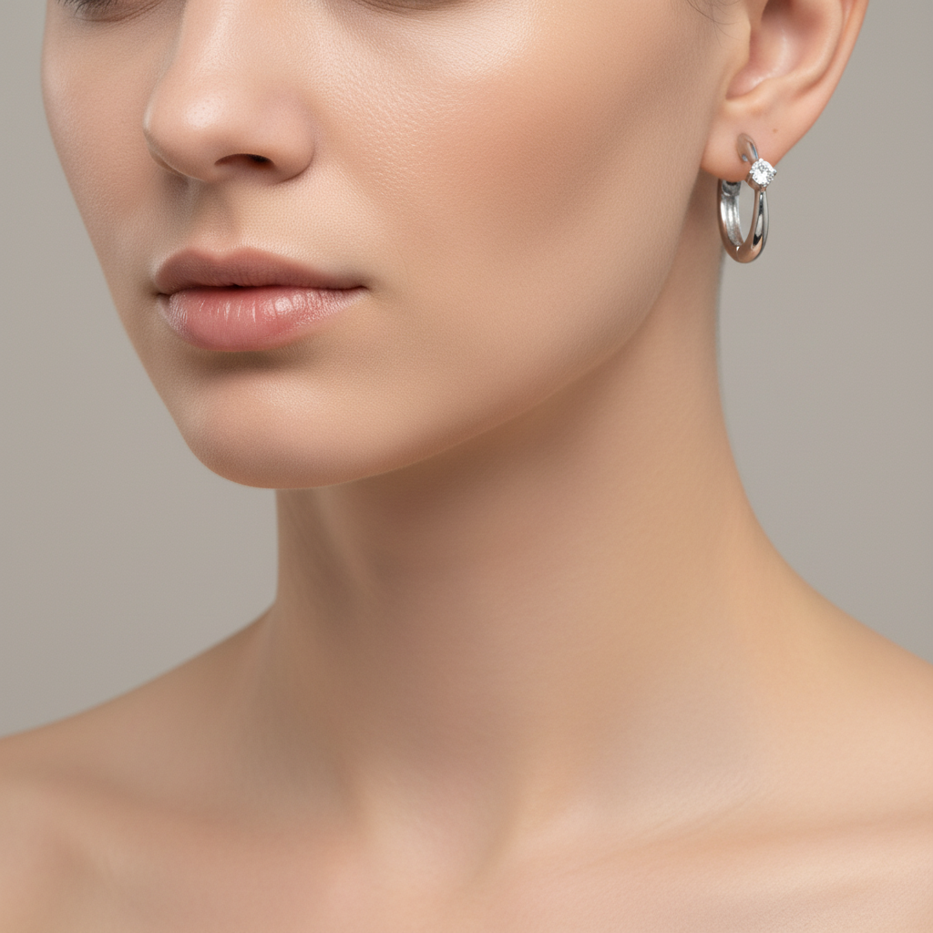 EHB56863. 14k Solid Yellow Gold Diamond Huggie Hoop Earrings