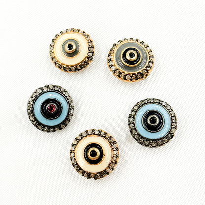 Diamond Sterling Silver Round Enamel Bead with Gemstone