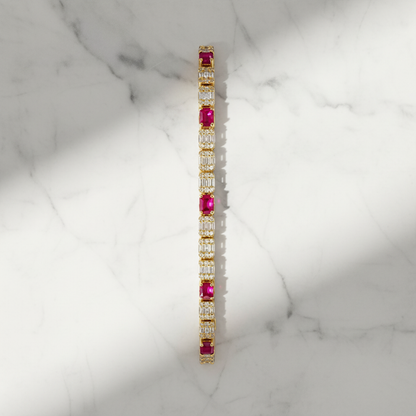 BR404097. 14k Solid Gold Diamond and Gemstone Fancy Bracelet