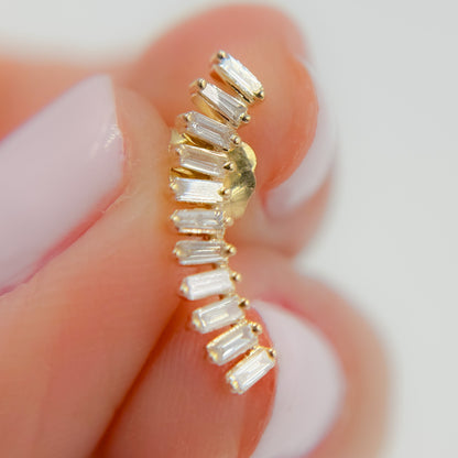 14K Gold Baguette Diamond Fancy Stud Earrings