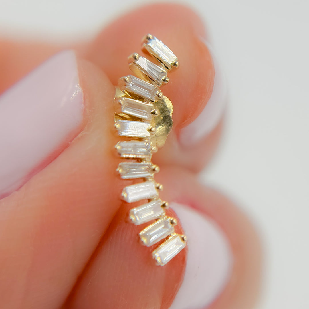 14K Gold Baguette Diamond Fancy Stud Earrings