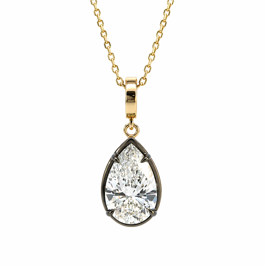 CMN00405. 14K Solid Gold Drop-Shaped Diamond Charm