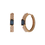 Load image into Gallery viewer, EHF57596. 14K Solid Gold Diamond and Gemstone Fancy Hoop Earrings