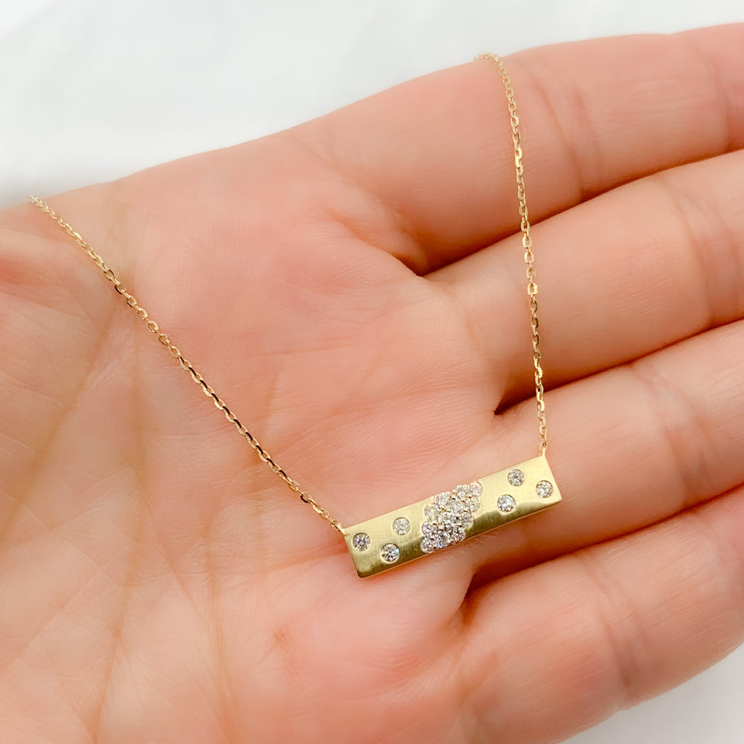 14K Solid Gold Diamond Bar Necklace. NT403620