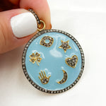 Load image into Gallery viewer, DP417A. Diamond Sterling Silver Round Enamel Pendant
