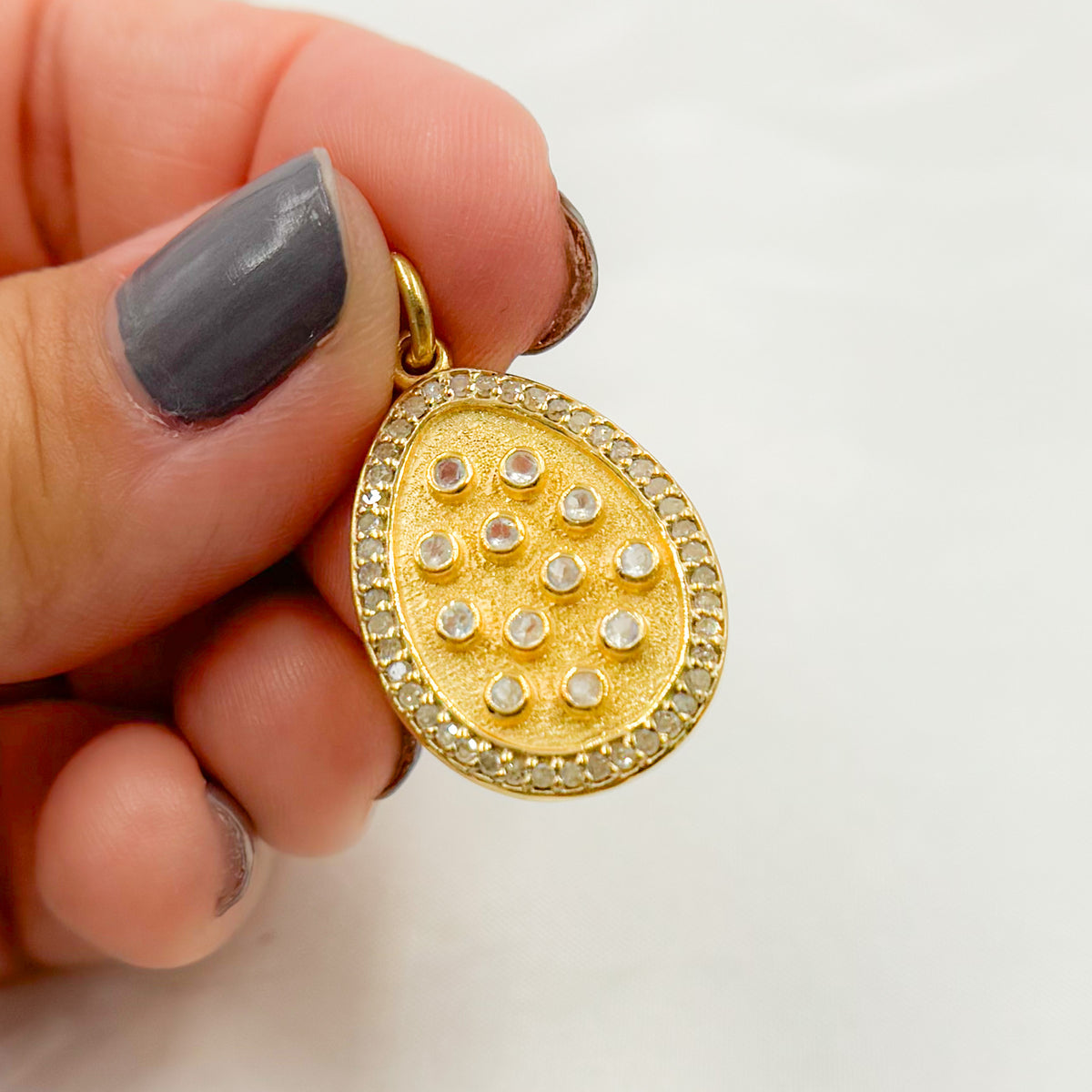Diamond Sterling Silver Drop Pendant with Gemstone