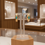 Load image into Gallery viewer, EHZ57587TQ. 14K Solid Gold Octagon Hoop Earrings with Turquoise