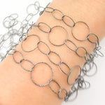 Load image into Gallery viewer, Y32BR. Black Rhodium Sterling Silver Diamond Cut Round and Oval Link Chain
