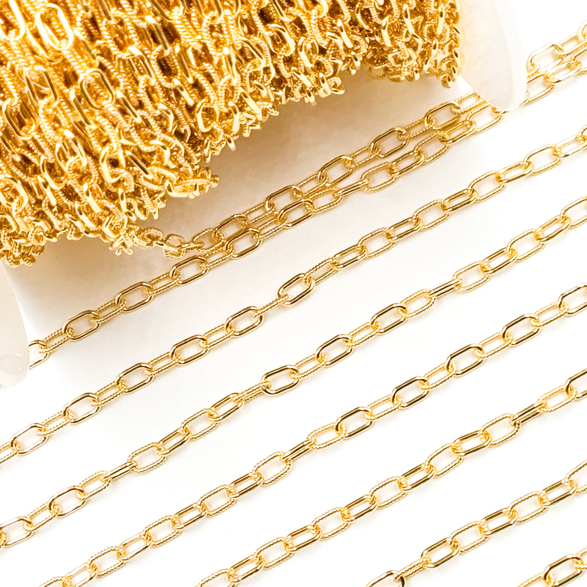 40061P1TGF. 14k Gold Filled Elongated Cable Twisted and Plain Link Chain