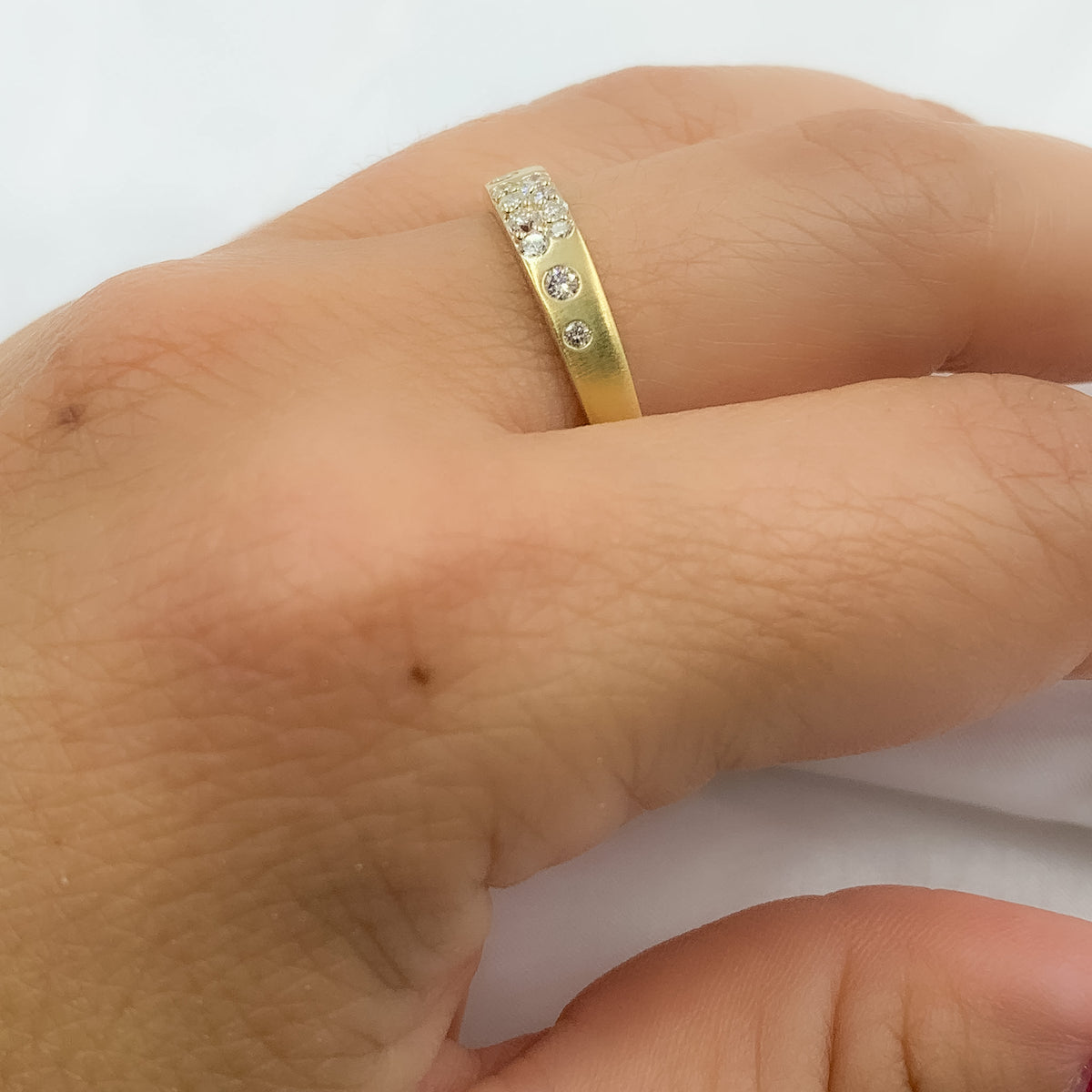 14K Solid Gold Diamond and Multi Sapphire Band Ring.