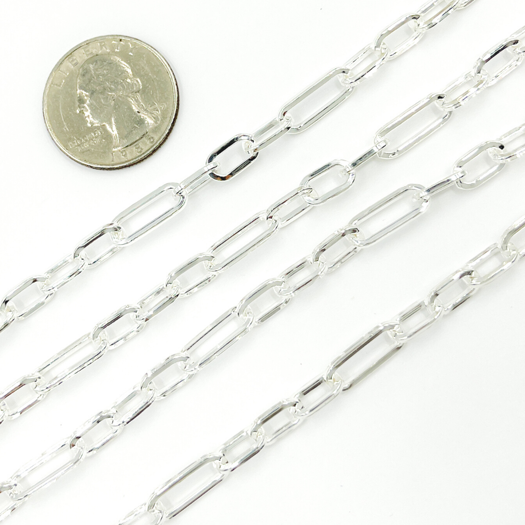 925 Sterling Silver Flat Paper Clip Chain. V140SS