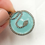 Load image into Gallery viewer, DP756A. Diamond Sterling Silver Round Snake Enamel Pendant
