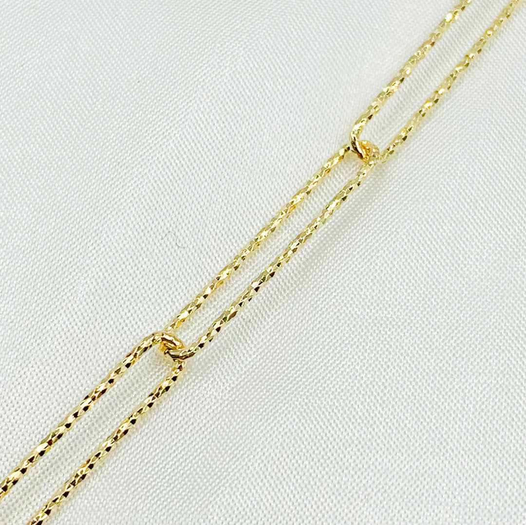 V2GP. Gold Plated 925 Sterling Silver Diamond Cut Paperclip Link Chain