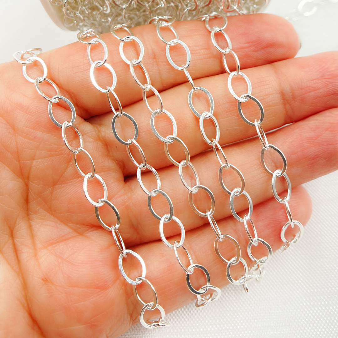 925 Sterling Silver Flat Oval Link Chain. V189FSS