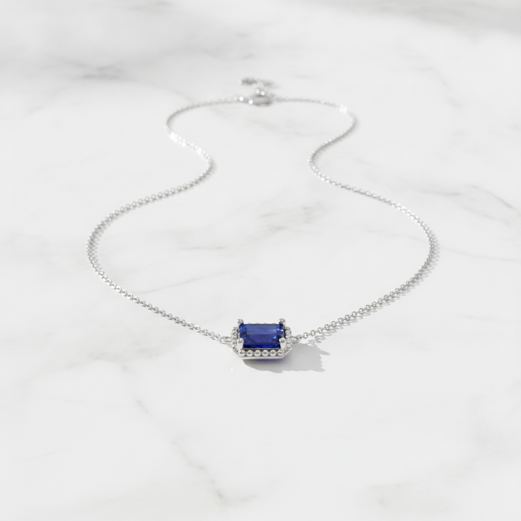 CN97471-7X5. 14K Solid Gold Octagon Gemstone Fancy Tiny Necklace