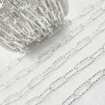 Load image into Gallery viewer, V10SS. 925 Sterling Silver Paperclip Diamond Cut Link Chain