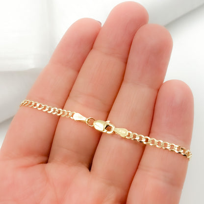 Bracelet. 14K Solid Gold Cuban Curb Bracelet