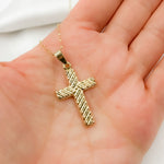 Load image into Gallery viewer, 14K Solid Gold Cross Charm with Diamond Cuts. GDP673
