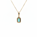 Load image into Gallery viewer, CMZ00366EM6X4. 14K Solid Gold Rectangular-Shaped Emerald Charm