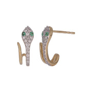 EFF53756EM. 14K Solid Gold Diamond and Emerald Earring