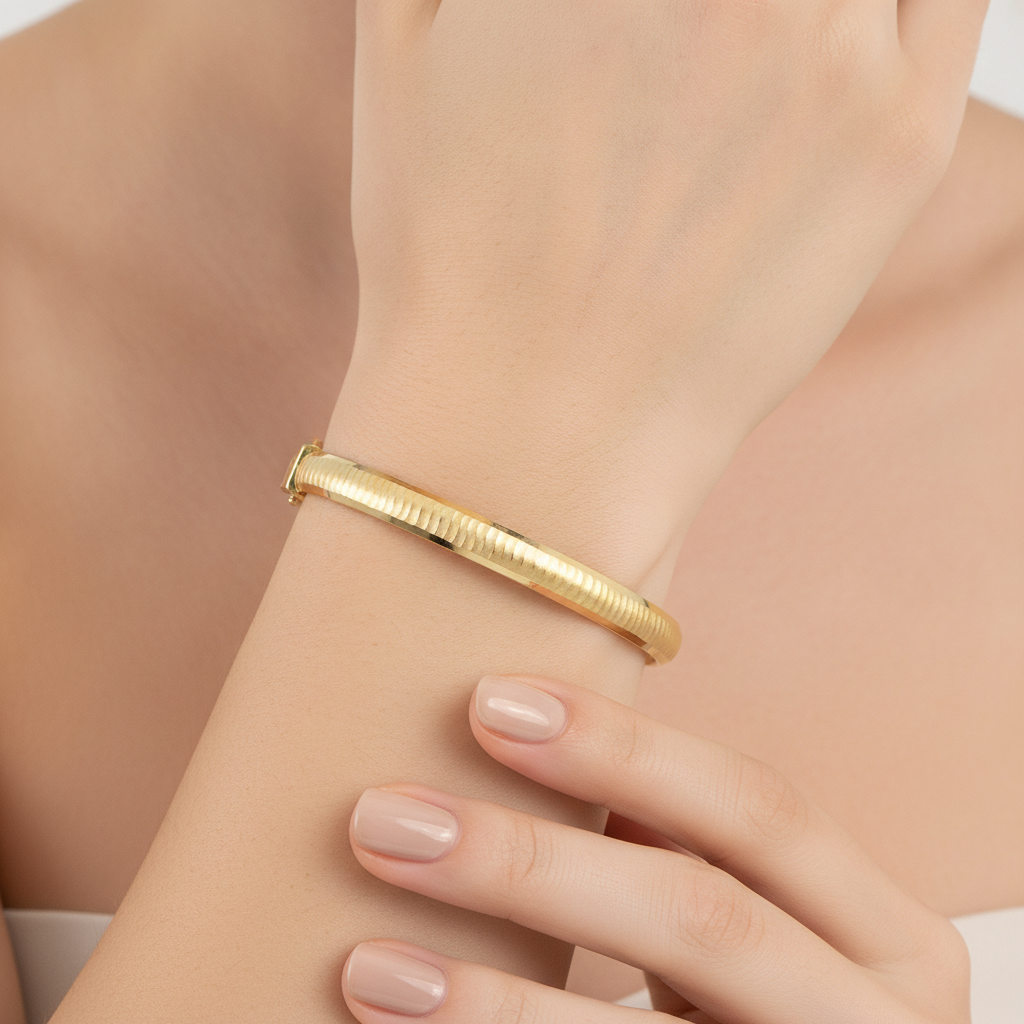 Bangle12. 14K Solid Gold Matte Textured Bangle