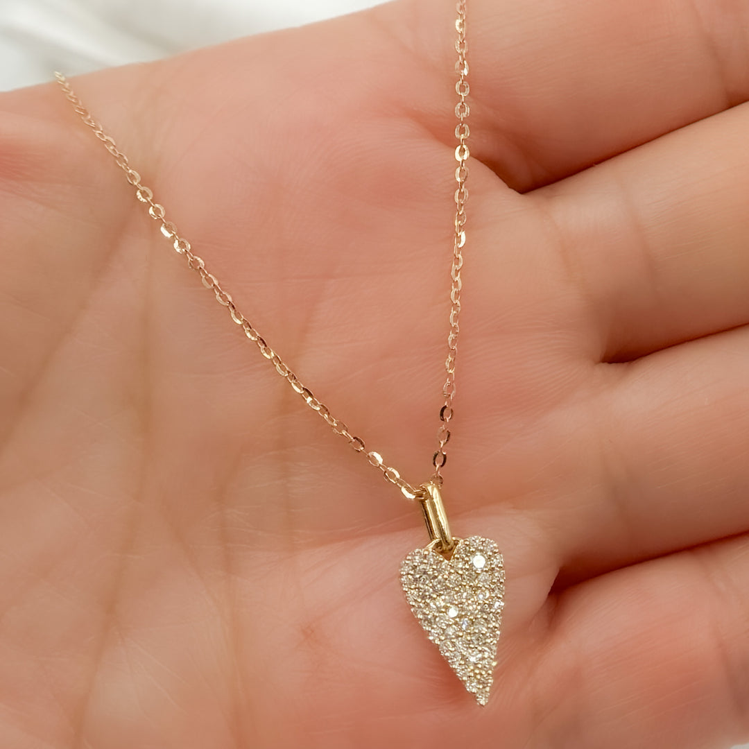 14K Solid Gold Heart Shape Diamond Necklace. PHB38753