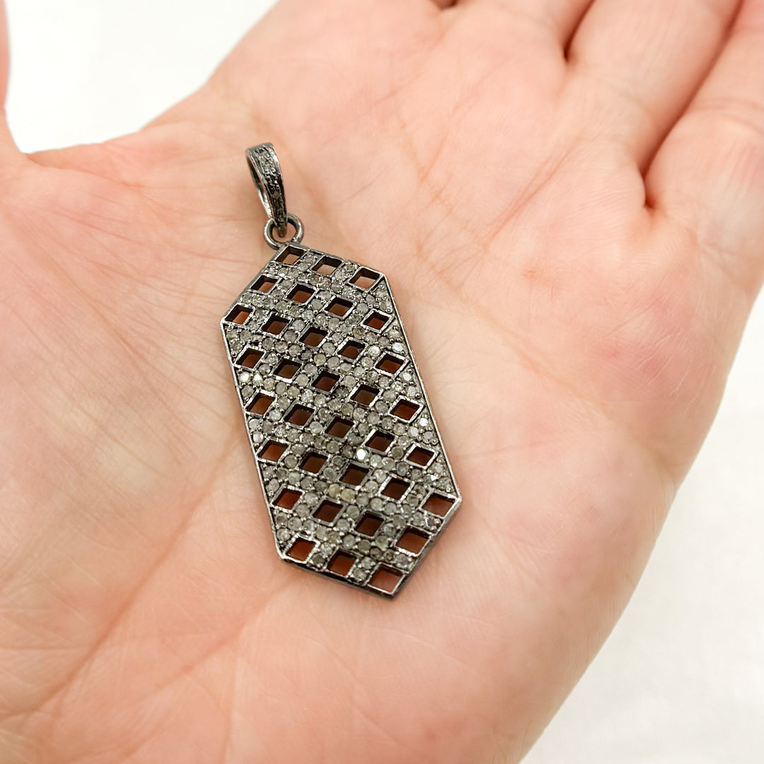 DP154. Diamond Sterling Silver Hexagon Pendant