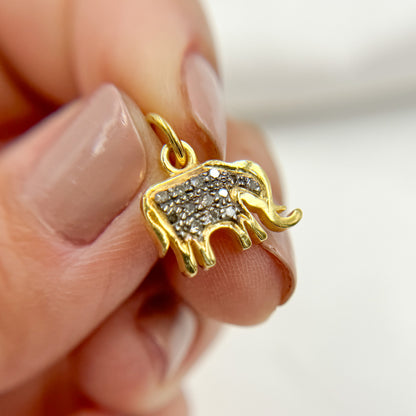 DC094. Diamond & Sterling Silver Elephant Charm