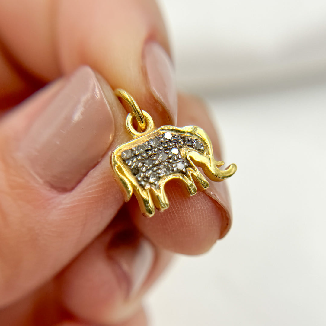 DC094. Diamond & Sterling Silver Elephant Charm