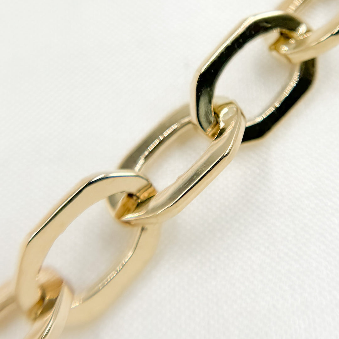 568/A065/G Bracelet. 14K Solid Hollow Gold Flat Oval Link Bracelet