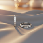Load image into Gallery viewer, EHC57402. 14K Solid Yellow Gold Diamond Hoop Earrings