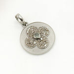 Load image into Gallery viewer, DP383. Diamond Sterling Silver Round Flower Pendant with Gemstone
