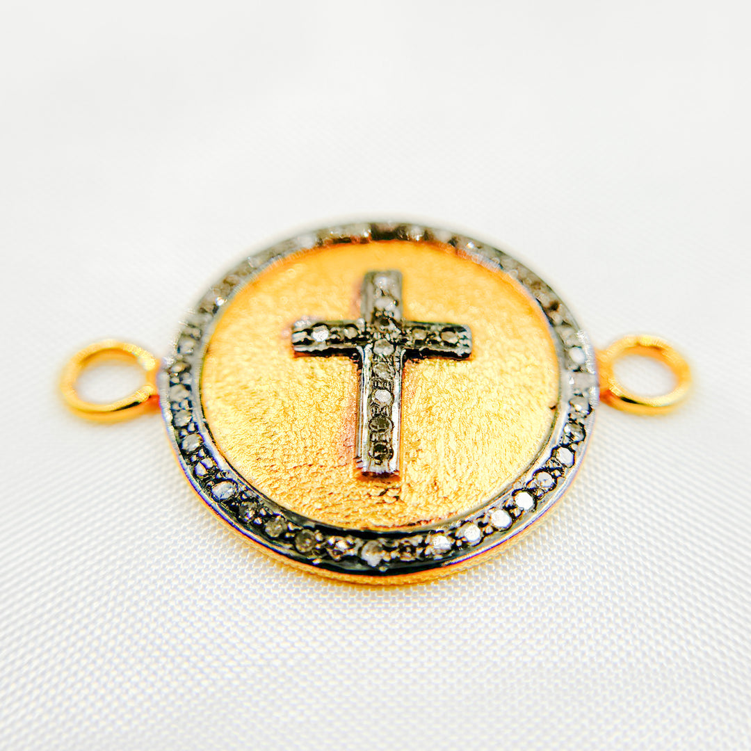 DC548. Diamond Sterling Silver Round Cross Connector